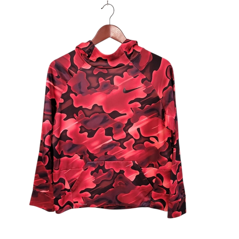 Nike Red Camouflage Pullover Hoodie Boys Size XL Athletic Swoosh Sports Outdoor